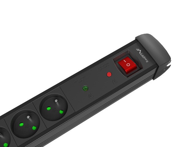ÖVERSPÄNNINGSSKYDD LANBERG SP1 1,5M 5X FRANSKA UTTAG SVART