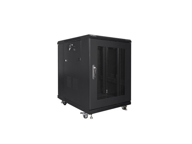 RACKSKÅP 19" FRISTÅENDE 15U/600X800 (FLAT PACK) MED NÄTDÖRR SVART LANBERG