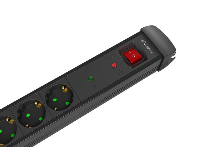 ÖVERSPÄNNINGSSKYDD LANBERG SP1 5M 5X SCHUKO UTTAG SVART