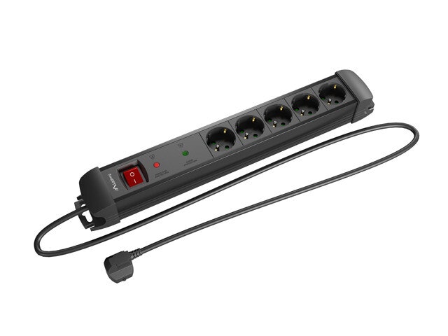 ÖVERSPÄNNINGSSKYDD LANBERG SP1 5M 5X SCHUKO UTTAG SVART