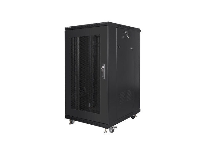 RACKSKÅP 19" FRISTÅENDE 22U/600X800 (FLAT PACK) MED NÄTDÖRR SVART LANBERG