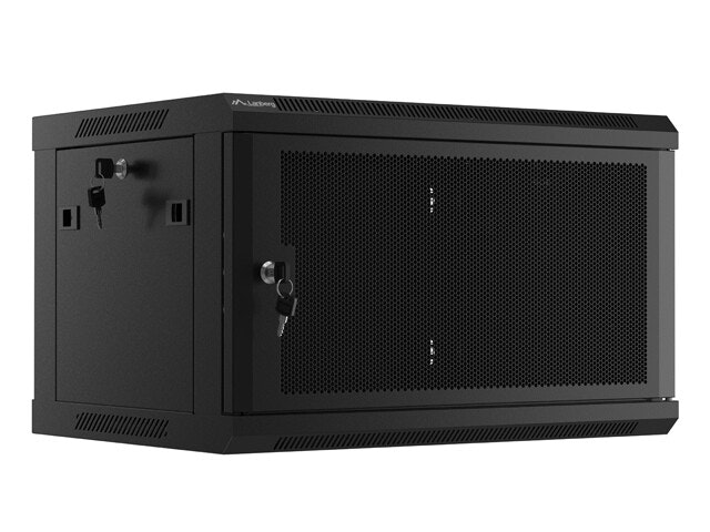RACKSKÅP 19" VÄGGMONTERAT 6U/600X450 MED PERFORERAD DÖRR SVART LANBERG (FLAT PACK)