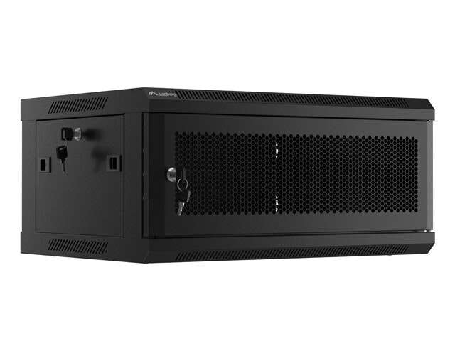 RACKSKÅP 19" VÄGGMONTERAT 4U/600X450 MED PERFORERAD DÖRR SVART LANBERG (FLAT PACK)