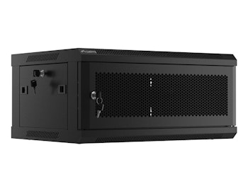 RACKSKÅP 19" VÄGGMONTERAT 4U/600X450 MED PERFORERAD DÖRR SVART LANBERG (FLAT PACK)