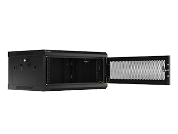 RACKSKÅP 19" VÄGGMONTERAT 4U/600X450 MED PERFORERAD DÖRR SVART LANBERG (FLAT PACK)