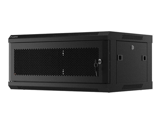 RACKSKÅP 19" VÄGGMONTERAT 4U/600X450 MED PERFORERAD DÖRR SVART LANBERG (FLAT PACK)
