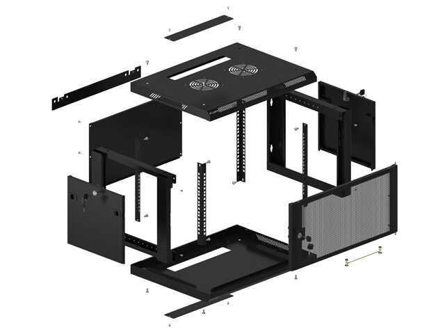 RACKSKÅP 19" VÄGGMONTERAT 6U/600X450 MED PERFORERAD DÖRR SVART LANBERG (FLAT PACK)
