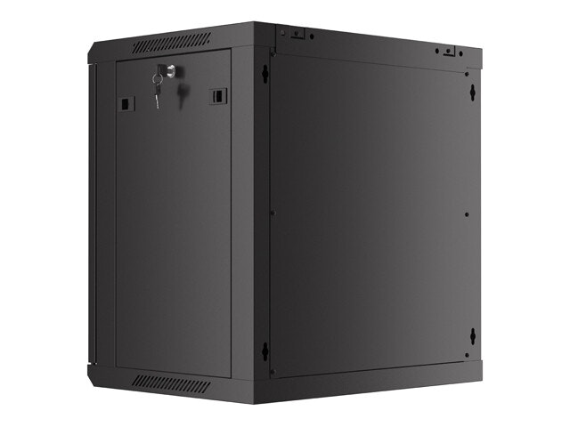RACKSKÅP 19" VÄGGMONTERAT 12U/600X450 MED PERFORERAD DÖRR SVART LANBERG (FLAT PACK)