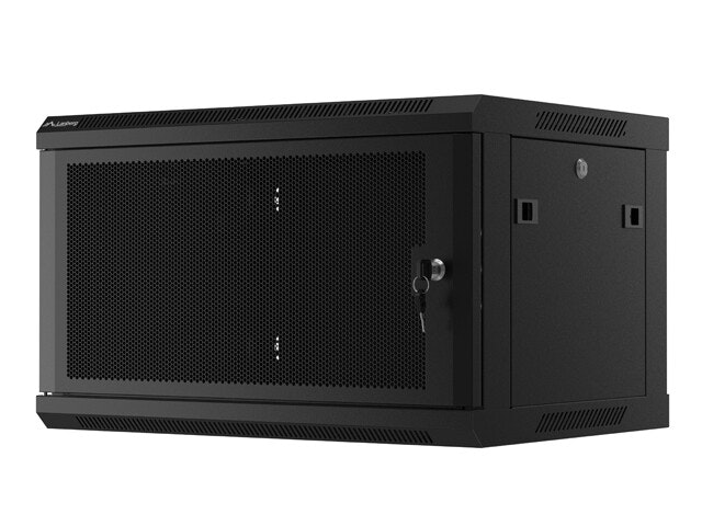 RACKSKÅP 19" VÄGGMONTERAT 6U/600X450 MED PERFORERAD DÖRR SVART LANBERG (FLAT PACK)