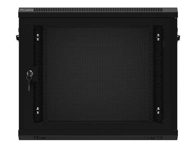 RACKSKÅP 19" VÄGGMONTERAT 9U/600X450 MED PERFORERAD DÖRR SVART LANBERG (FLAT PACK)