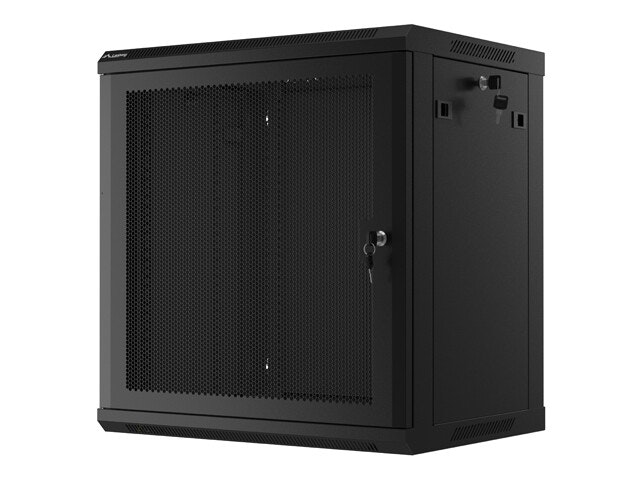 RACKSKÅP 19" VÄGGMONTERAT 12U/600X450 MED PERFORERAD DÖRR SVART LANBERG (FLAT PACK)