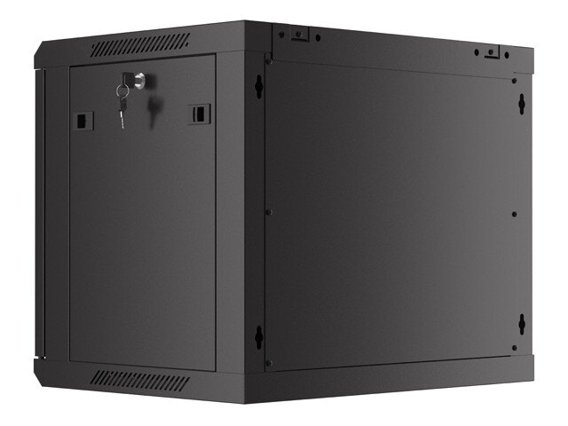 RACKSKÅP 19" VÄGGMONTERAT 9U/600X450 MED PERFORERAD DÖRR SVART LANBERG (FLAT PACK)