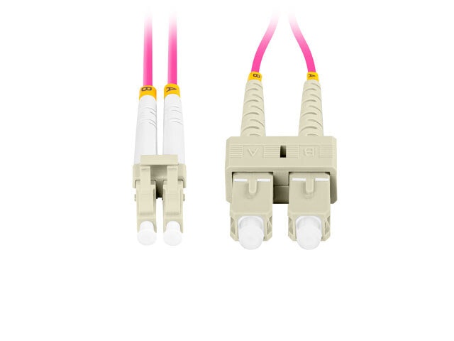 FIBEROPTISK PATCHKABEL MM LC/UPC-SC/UPC DUPLEX 0,5M LSZH OM4 50/125 3,0MM VIOLETT LANBERG
