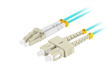 FIBEROPTISK PATCHKABEL MM LC/UPC-SC/UPC DUPLEX 1M LSZH OM3 50/125 3,0MM AQUA LANBERG