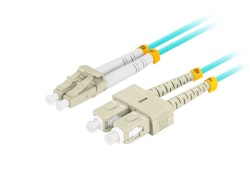 FIBEROPTISK PATCHKABEL MM LC/UPC-SC/UPC DUPLEX 3M LSZH OM3 50/125 3,0MM AQUA LANBERG