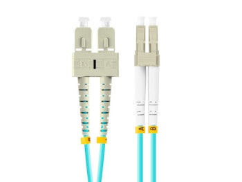 FIBEROPTISK PATCHKABEL MM LC/UPC-SC/UPC DUPLEX 3M LSZH OM3 50/125 3,0MM AQUA LANBERG