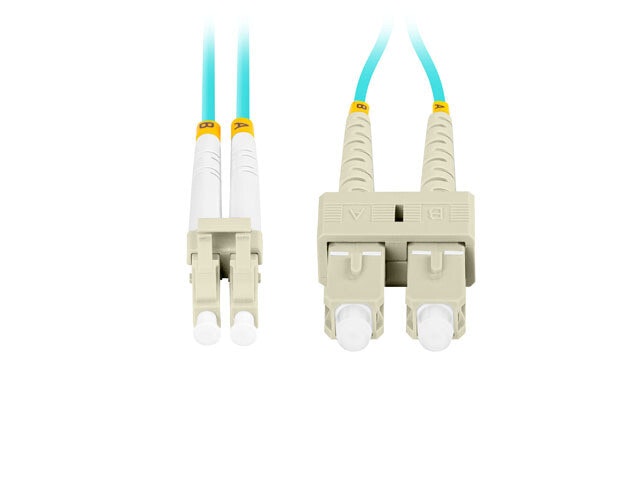 FIBEROPTISK PATCHKABEL MM LC/UPC-SC/UPC DUPLEX 2M LSZH OM3 50/125 3,0MM AQUA LANBERG