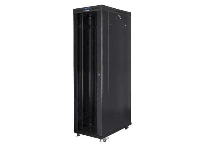 RACKSKÅP 19" FRISTÅENDE 47U/800X1200 (FLAT PACK) MED GLASDÖRR LCD SVART LANBERG V2