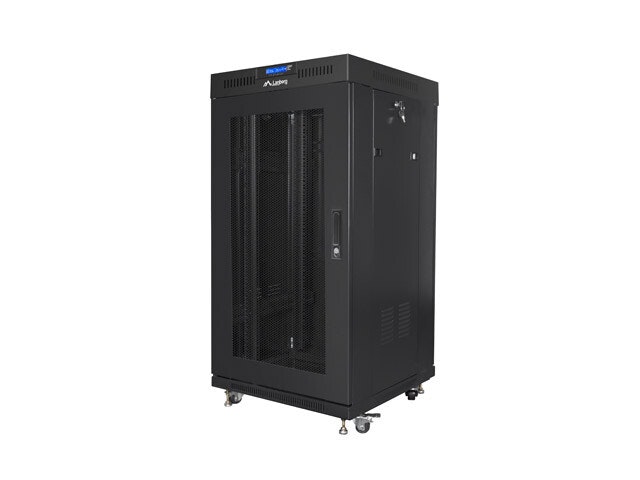 RACKSKÅP 19" FRISTÅENDE 22U/600X600 (FLAT PACK) MED NÄTDÖRR LCD SVART LANBERG V2