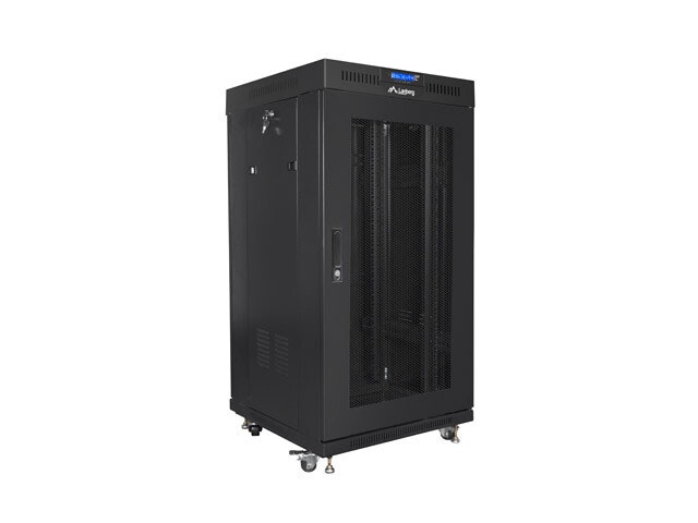 RACKSKÅP 19" FRISTÅENDE 22U/600X600 (FLAT PACK) MED NÄTDÖRR LCD SVART LANBERG V2