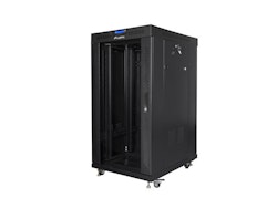 RACKSKÅP 19" FRISTÅENDE 22U/600X800 (FLAT PACK) MED GLASDÖRR LCD SVART LANBERG V2