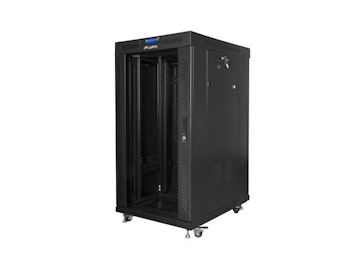RACKSKÅP 19" FRISTÅENDE 22U/600X800 (FLAT PACK) MED GLASDÖRR LCD SVART LANBERG V2