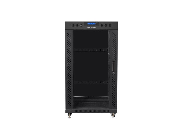RACKSKÅP 19" FRISTÅENDE 22U/600X800 (FLAT PACK) MED GLASDÖRR LCD SVART LANBERG V2