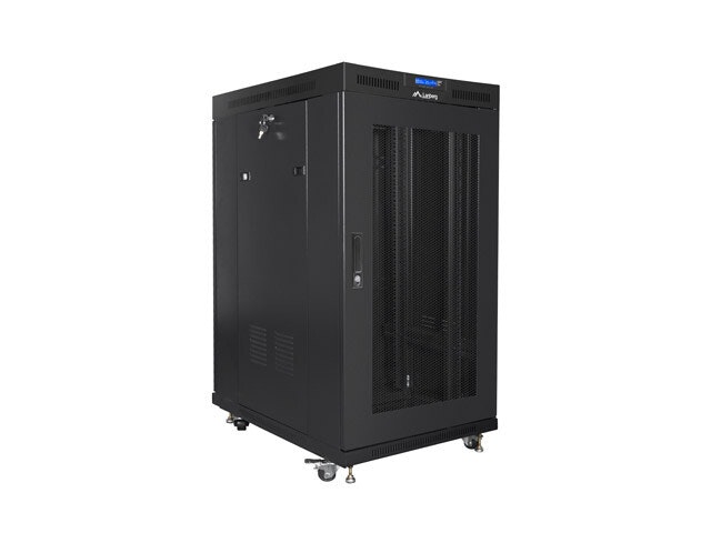 RACKSKÅP 19" FRISTÅENDE 22U/800X1000 (FLAT PACK) MED NÄTDÖRR LCD SVART LANBERG V2