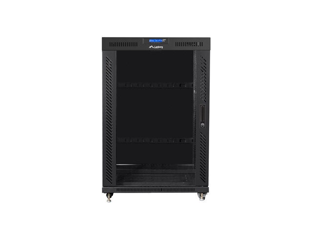 RACKSKÅP 19" FRISTÅENDE 22U/800X1000 (FLAT PACK) MED GLASDÖRR LCD SVART LANBERG V2