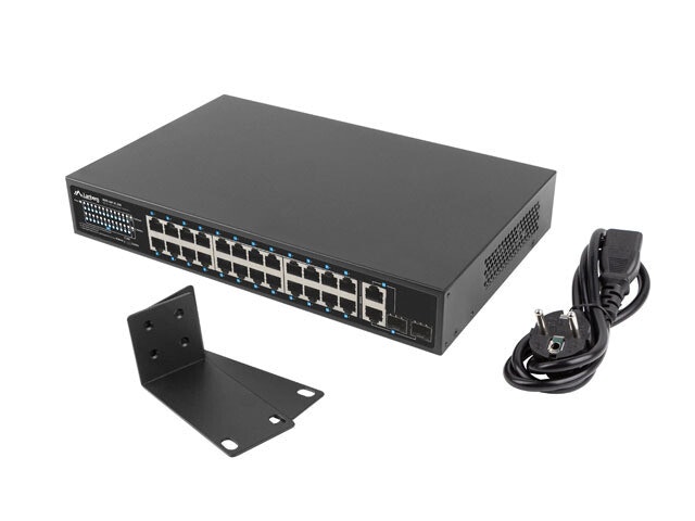 SWITCH LANBERG 24X 100MB POE+/2X COMBO RACK 19" GIGABIT ETHERNET 250W