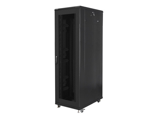 RACKSKÅP 19" FRISTÅENDE 42U/800X1000 MED PERFORERAD DÖRR SVART LANBERG (MONTERAD)