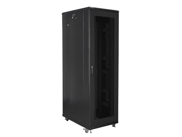 RACKSKÅP 19" FRISTÅENDE 42U/800X1000 MED PERFORERAD DÖRR SVART LANBERG (MONTERAD)