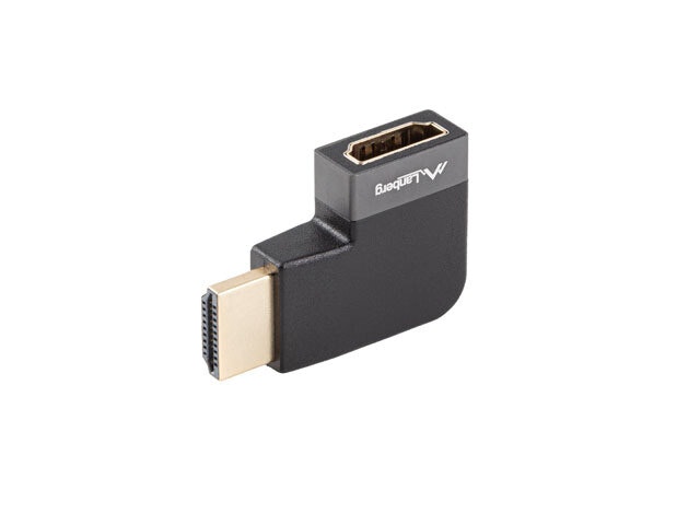 undefinedHDMI(M)->HDMI(F) ADAPTER 8K VINKLAD HÖGER ALUMINIUM SILVER LANBERGundefined