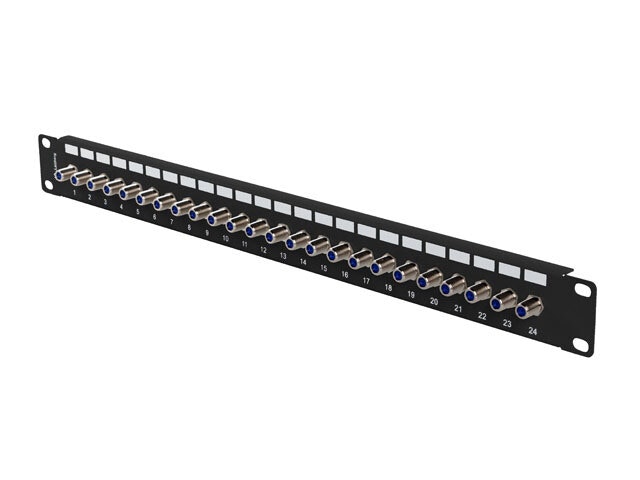 PATCHPANEL 24 PORT 1U F-TYP KONTAKT SVART LANBERG