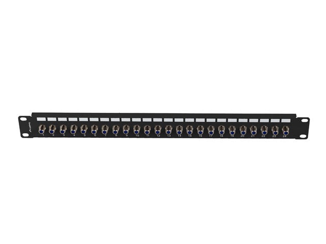 PATCHPANEL 24 PORT 1U F-TYP KONTAKT SVART LANBERG