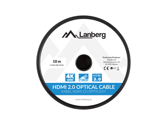HDMI M/M V2.0 KABEL 10M OPTISK SVART AOC LANBERG