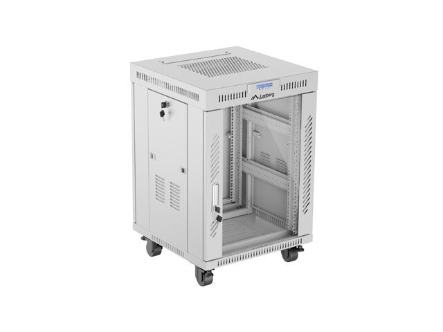 RACKSKÅP 19" FRISTÅENDE 15U/600X600 (FLAT PACK) MED GLASDÖRR LCD GRÅ LANBERG V2