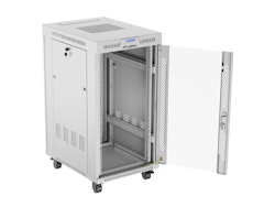 RACKSKÅP 19" FRISTÅENDE 22U/600X800 (FLAT PACK) MED GLASDÖRR LCD GRÅ LANBERG V2