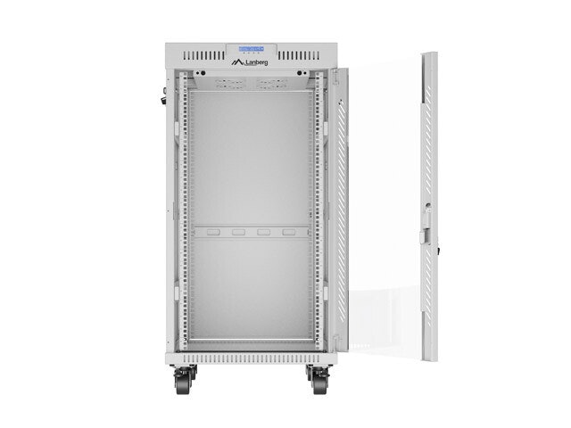 RACKSKÅP 19" FRISTÅENDE 22U/600X800 (FLAT PACK) MED GLASDÖRR LCD GRÅ LANBERG V2