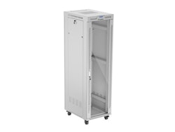 RACKSKÅP 19" FRISTÅENDE 42U/600X800 (FLAT PACK) MED GLASDÖRR LCD GRÅ LANBERG V2