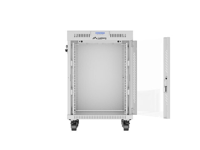 RACKSKÅP 19" FRISTÅENDE 15U/600X600 (FLAT PACK) MED GLASDÖRR LCD GRÅ LANBERG V2