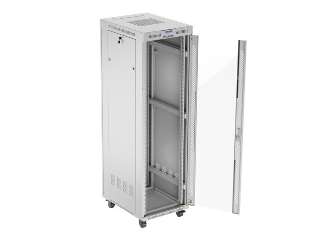 RACKSKÅP 19" FRISTÅENDE 42U/600X800 (FLAT PACK) MED GLASDÖRR LCD GRÅ LANBERG V2