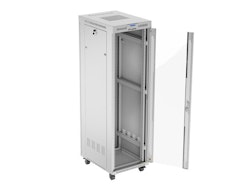 RACKSKÅP 19" FRISTÅENDE 42U/600X800 (FLAT PACK) MED GLASDÖRR LCD GRÅ LANBERG V2
