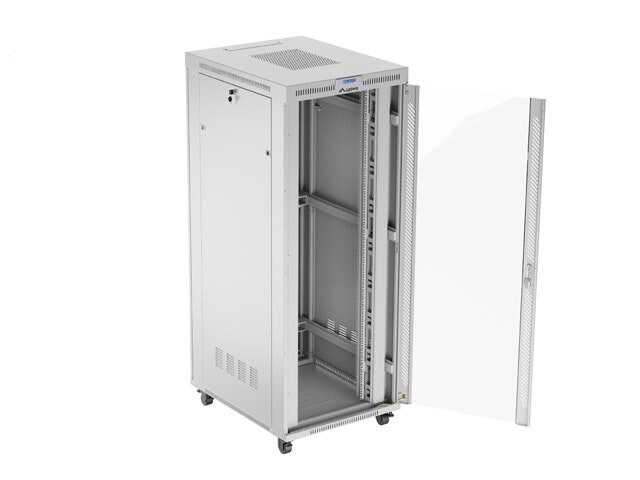RACKSKÅP 19" FRISTÅENDE 42U/800X1000 (FLAT PACK) MED GLASDÖRR LCD GRÅ LANBERG V2