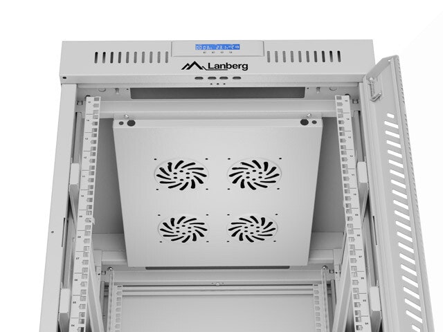 RACKSKÅP 19" FRISTÅENDE 15U/600X800 (FLAT PACK) MED GLASDÖRR LCD GRÅ LANBERG V2