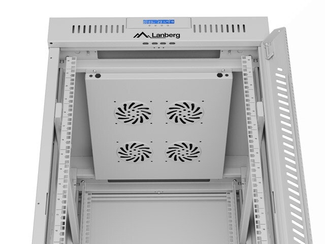 RACKSKÅP 19" FRISTÅENDE 22U/600X800 (FLAT PACK) MED GLASDÖRR LCD GRÅ LANBERG V2