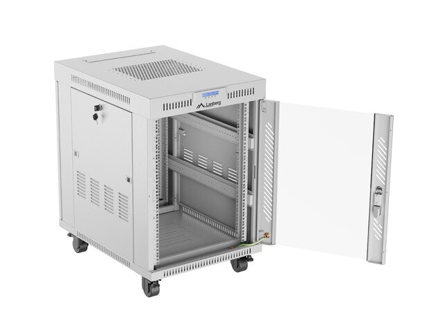 RACKSKÅP 19" FRISTÅENDE 15U/600X800 (FLAT PACK) MED GLASDÖRR LCD GRÅ LANBERG V2