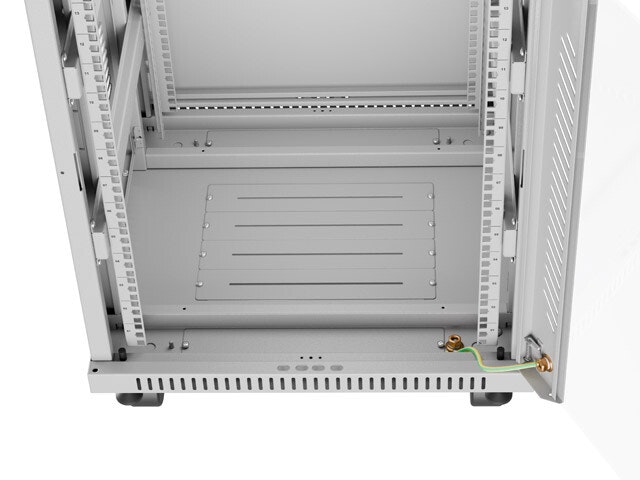 RACKSKÅP 19" FRISTÅENDE 15U/600X600 (FLAT PACK) MED GLASDÖRR LCD GRÅ LANBERG V2