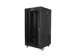 RACKSKÅP 19" FRISTÅENDE 22U/600X600 (FLAT PACK) MED GLASDÖRR LCD SVART LANBERG V2