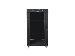 RACKSKÅP 19" FRISTÅENDE 22U/600X600 (FLAT PACK) MED GLASDÖRR LCD SVART LANBERG V2